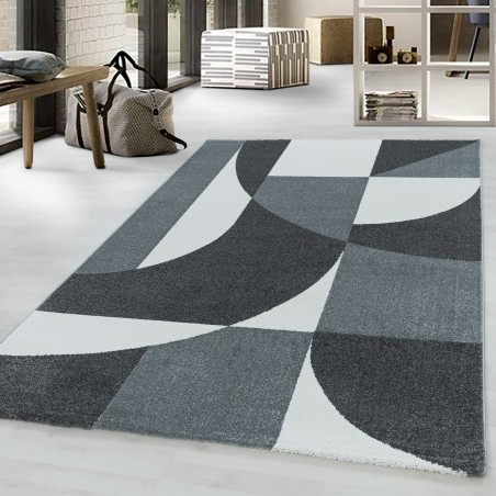 Laagpolig vloerkleed woonkamer vloerkleed ontwerp postcode patroon abstract grijs