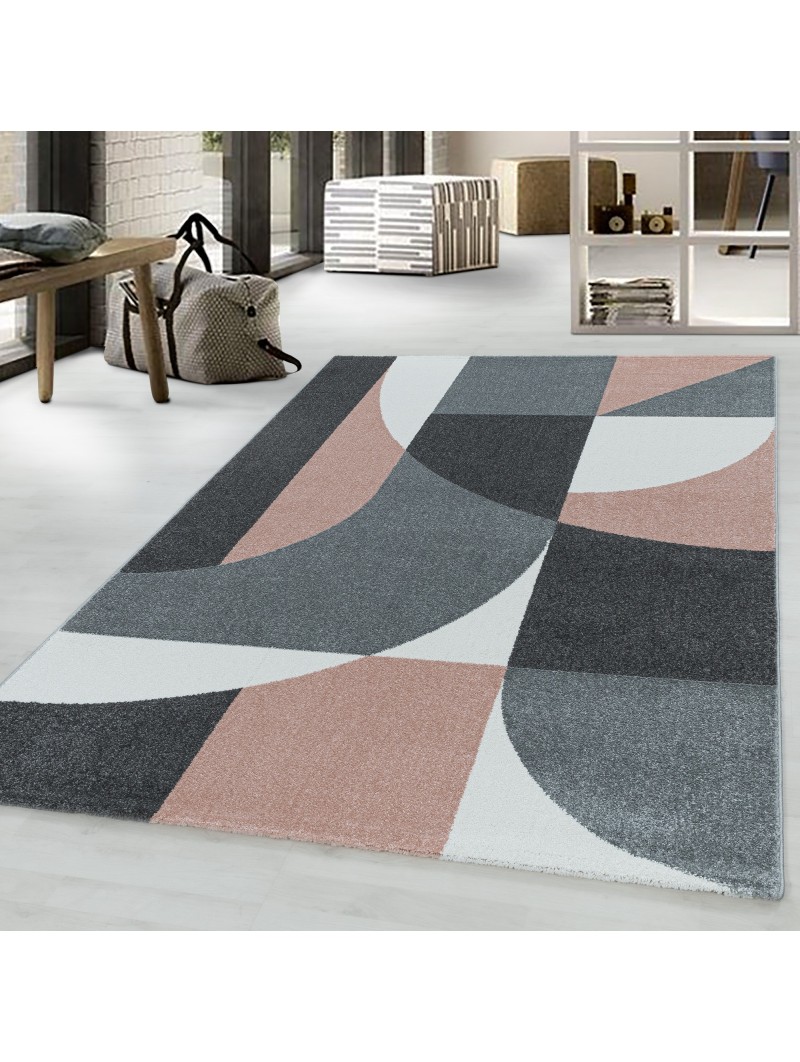 Laagpolig tapijt woonkamer tapijt ontwerp postcode patroon abstract roze