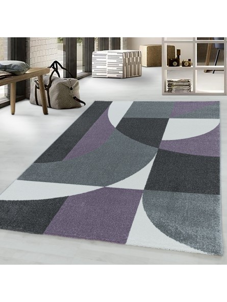 Tapis à poils courts tapis de salon design code postal motif abstrait violet
