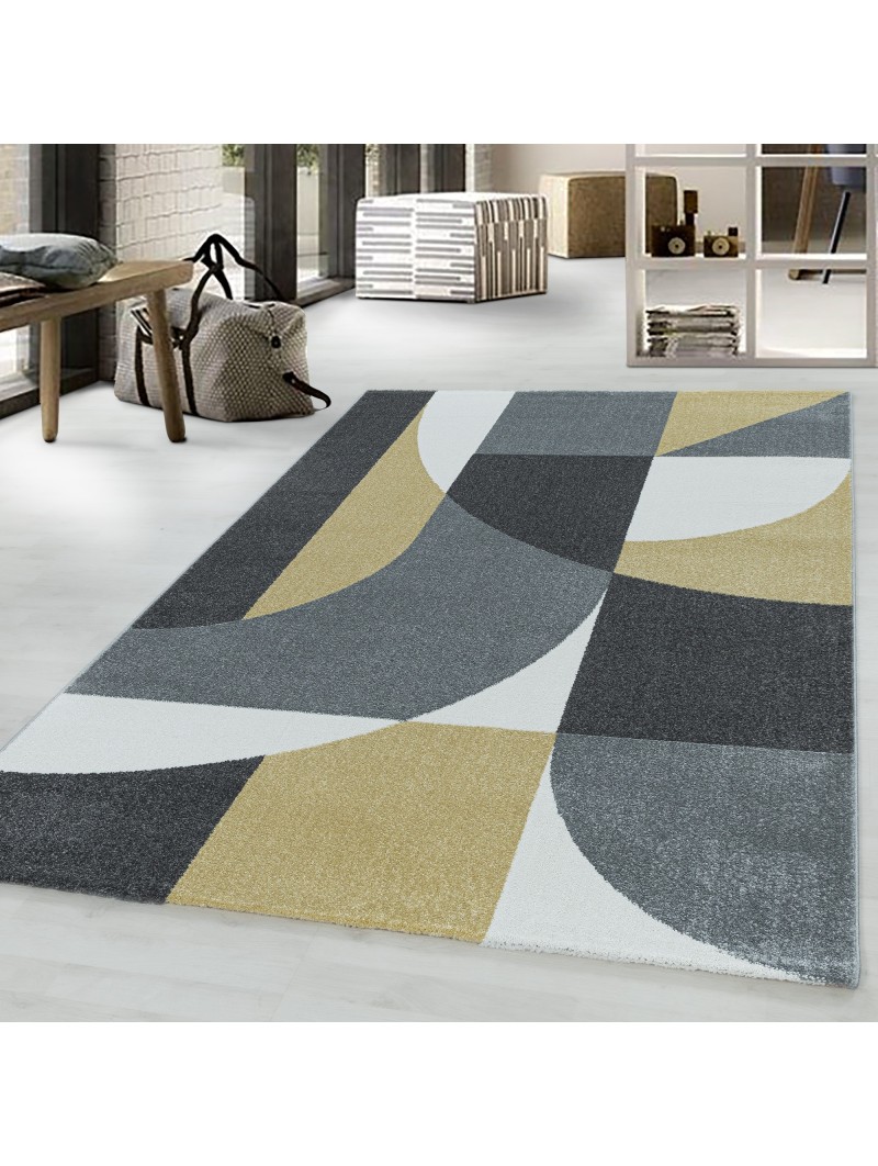 Laagpolig tapijt woonkamer tapijt ontwerp postcode patroon abstract geel