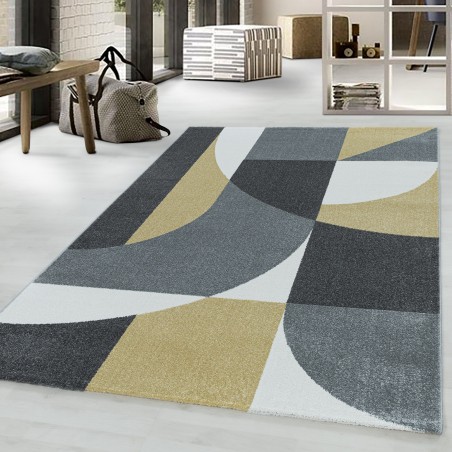 Laagpolig tapijt woonkamer tapijt ontwerp postcode patroon abstract geel