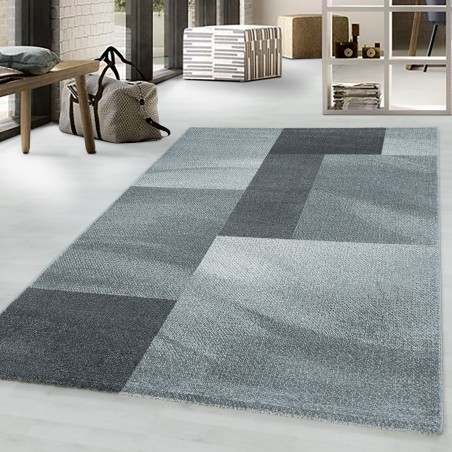 Short pile rug living room rug design zipcode pattern rectangle grey
