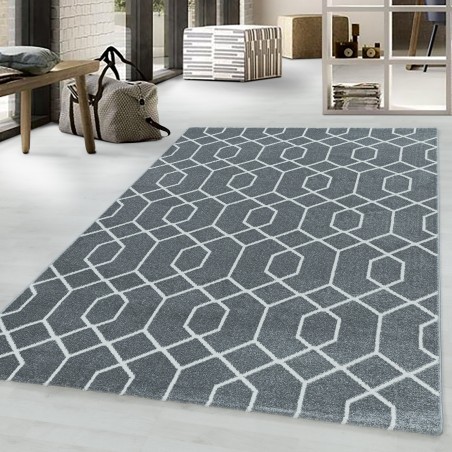 Short-pile carpet, living room carpet, cable design, cable pattern, lines, grey