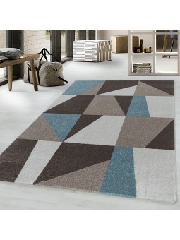 Laagpolig tapijt woonkamertapijt design Postcode Driehoek Trapezium Blauw