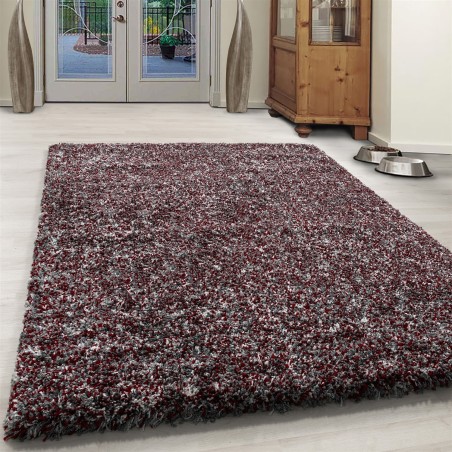Hoogpolig tapijt hoge kwaliteit hoogpolige woonkamer rood grijs crème gemêleerd