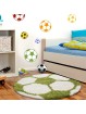 Kindertapijt voor kinderkamer voetbalvorm hoogpolig tapijt groen-wit
