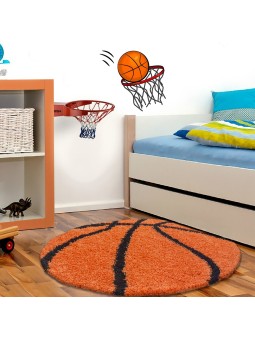 Children's carpet for children's room basketball form high pile carpet orange-black