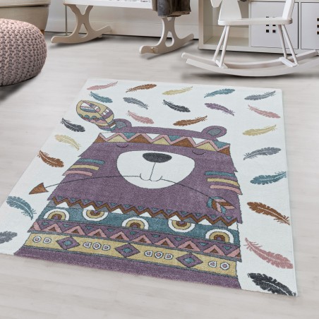 Short-pile children's carpet design Indian bear feather children's room carpet Violet
