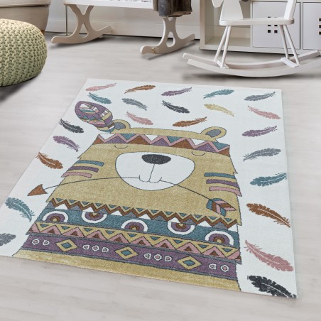 Short-pile children's carpet design Indian bear feather children's room carpet yellow