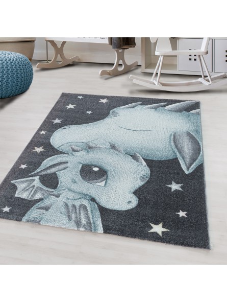 Short-pile children's carpet design dragon baby dinosaur children's room carpet blue